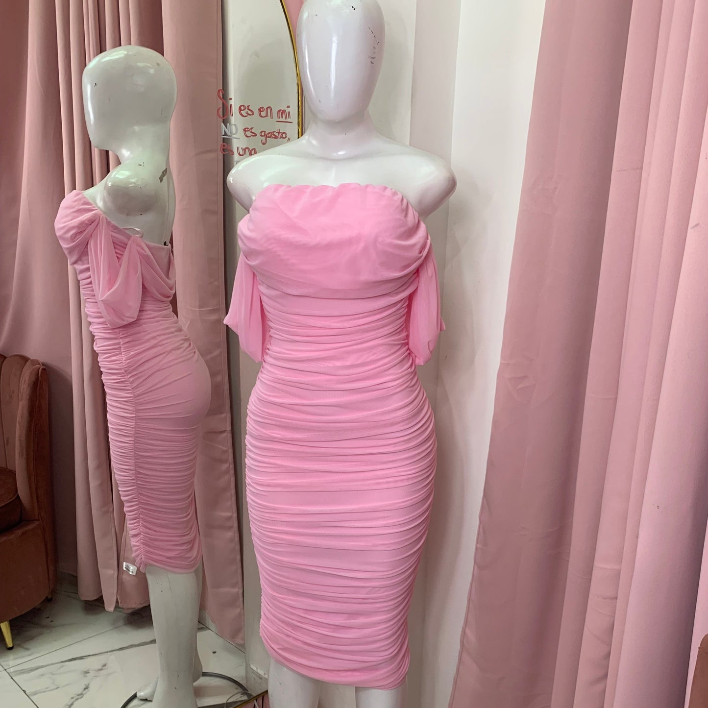 VESTIDO MIDI MESH VIVIAN BABY PINK