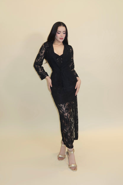 CONJUNTO ENCAJE BLAZER+ FALDA