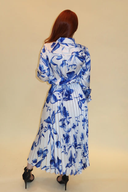 CONJUNTO ROVELLA CAMISA+ FALDA BLANCO /AZUL