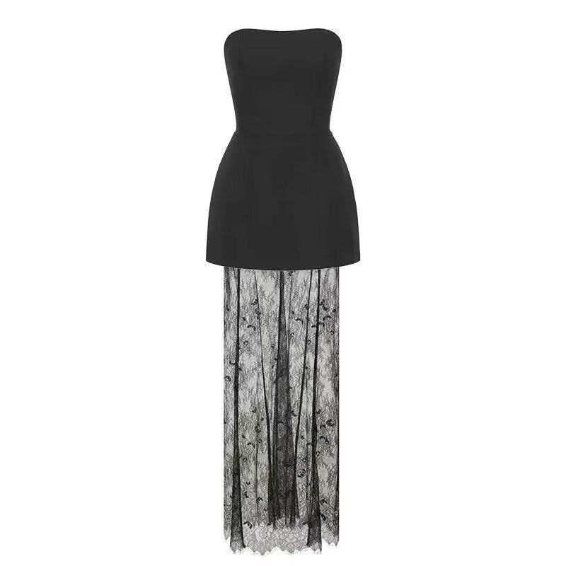 VESTIDO ROMINA CON ENCAJE NEGRO