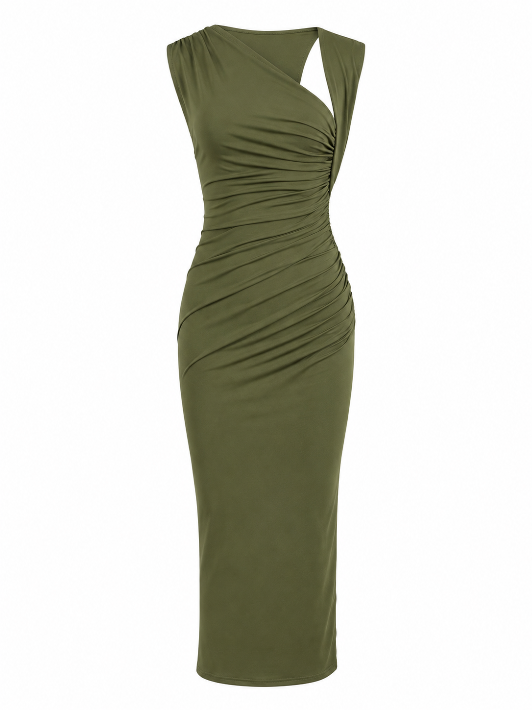 VESTIDO MIDI SYLVIE VERDE OLIVO