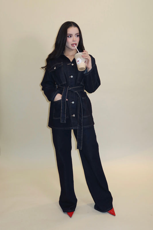 CONJUNTO  BELEN CHAMARRA + PANTALÒN MEZCLILLA OBSCURO