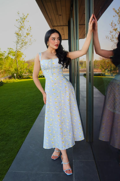 VESTIDO MIDI JASMINE BABY BLUE