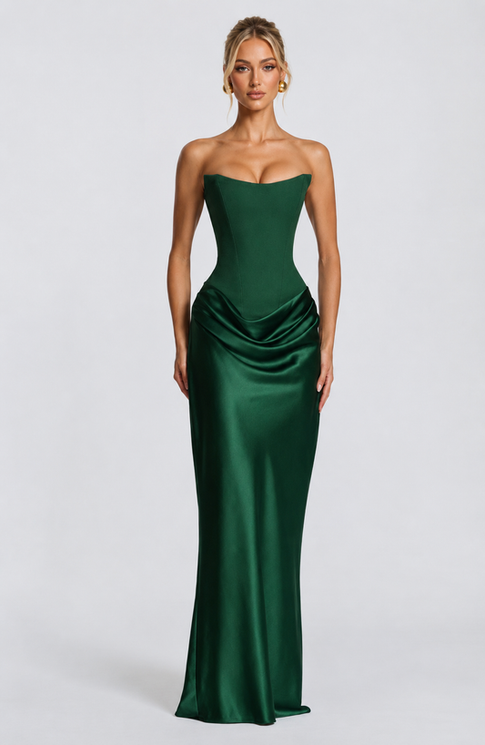 VESTIDO MAXI CHANELLE VERDE ESMERALDA