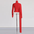 BLUSA ROJA MESH CON DETALLE AL COSTADO