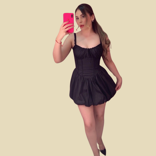 VESTIDO MINI CELESTE CORSET BLACK