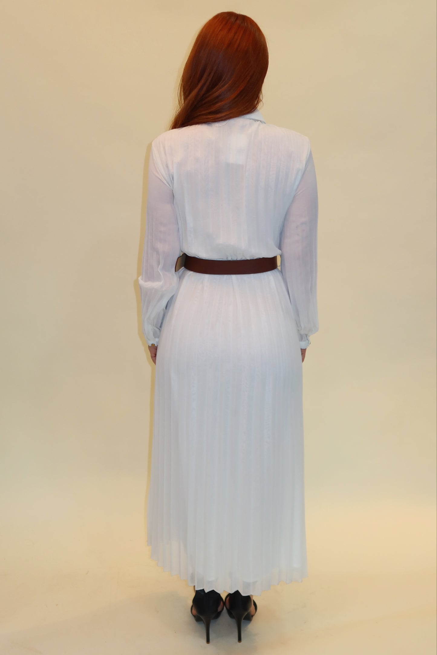 VESTIDO MANGA LARGA CON CINTO