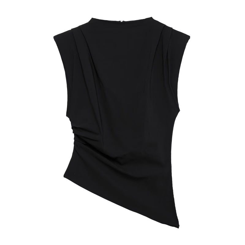 BLUSA NEGRA ASIMÉTRICA CON HOMBRERAS