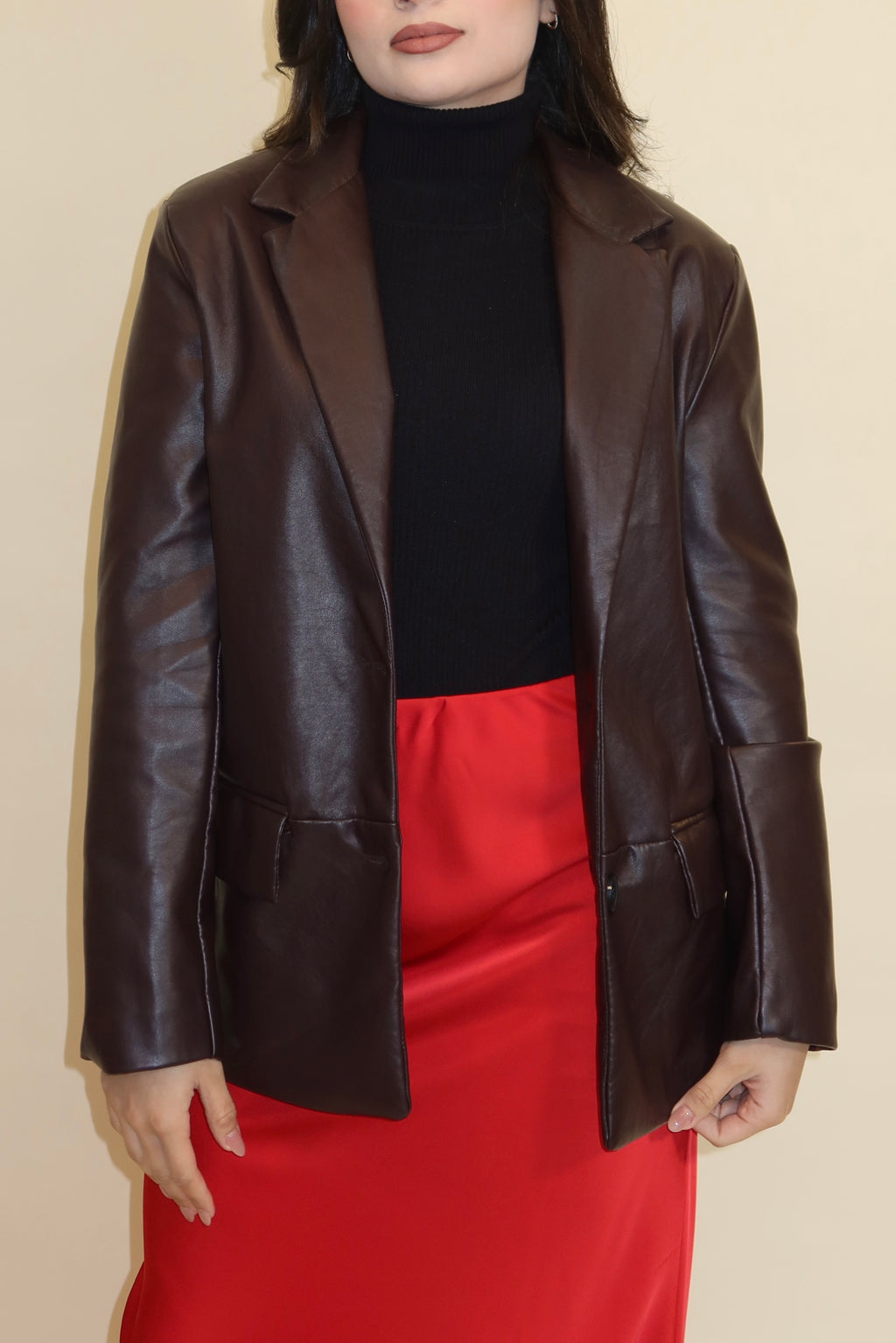 BLAZER DENISSE EFECTO PIEL BORGOÑA