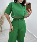 CONJUNTO VERDE BLUSA CORTA