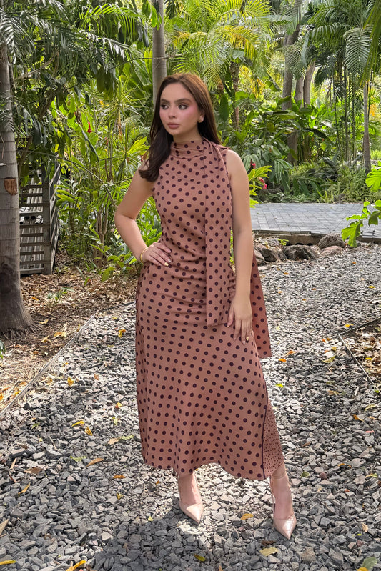 VESTIDO KENDALL LUNARES CAFÉ