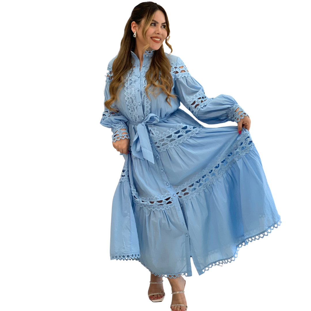 THE MONROE DAY COTTON DRESS BABY BLUE