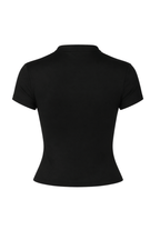 Negra Button-Up Cropped Short Sleeve Cardigan