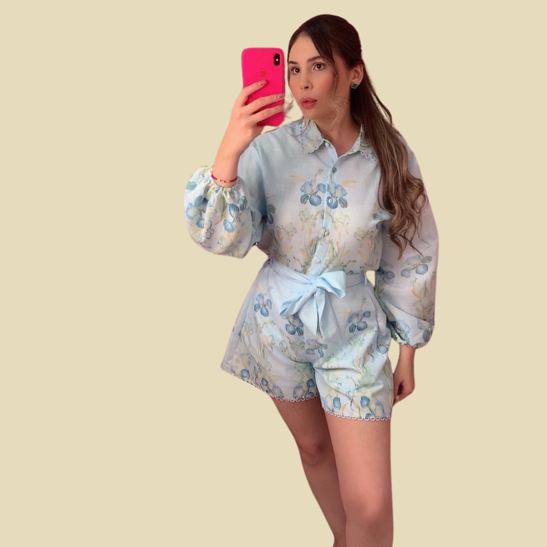 THE HARPER LINEN SET BABY BLUE