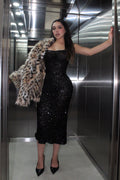 VESTIDO TIRANTE LENTEJUELA NEGRO