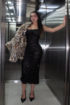 VESTIDO TIRANTE LENTEJUELA NEGRO