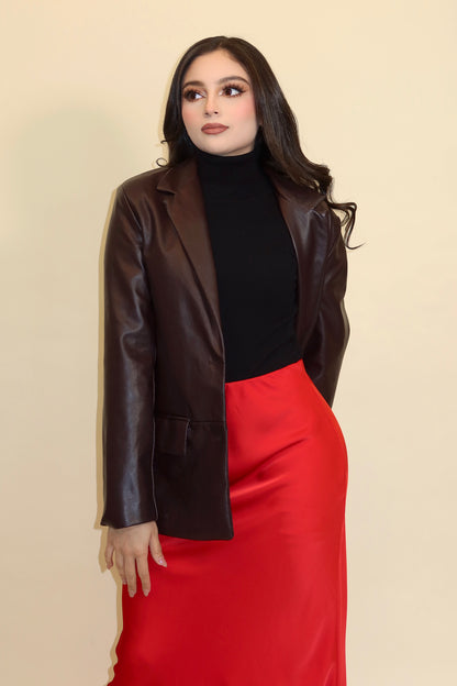 BLAZER DENISSE EFECTO PIEL BORGOÑA