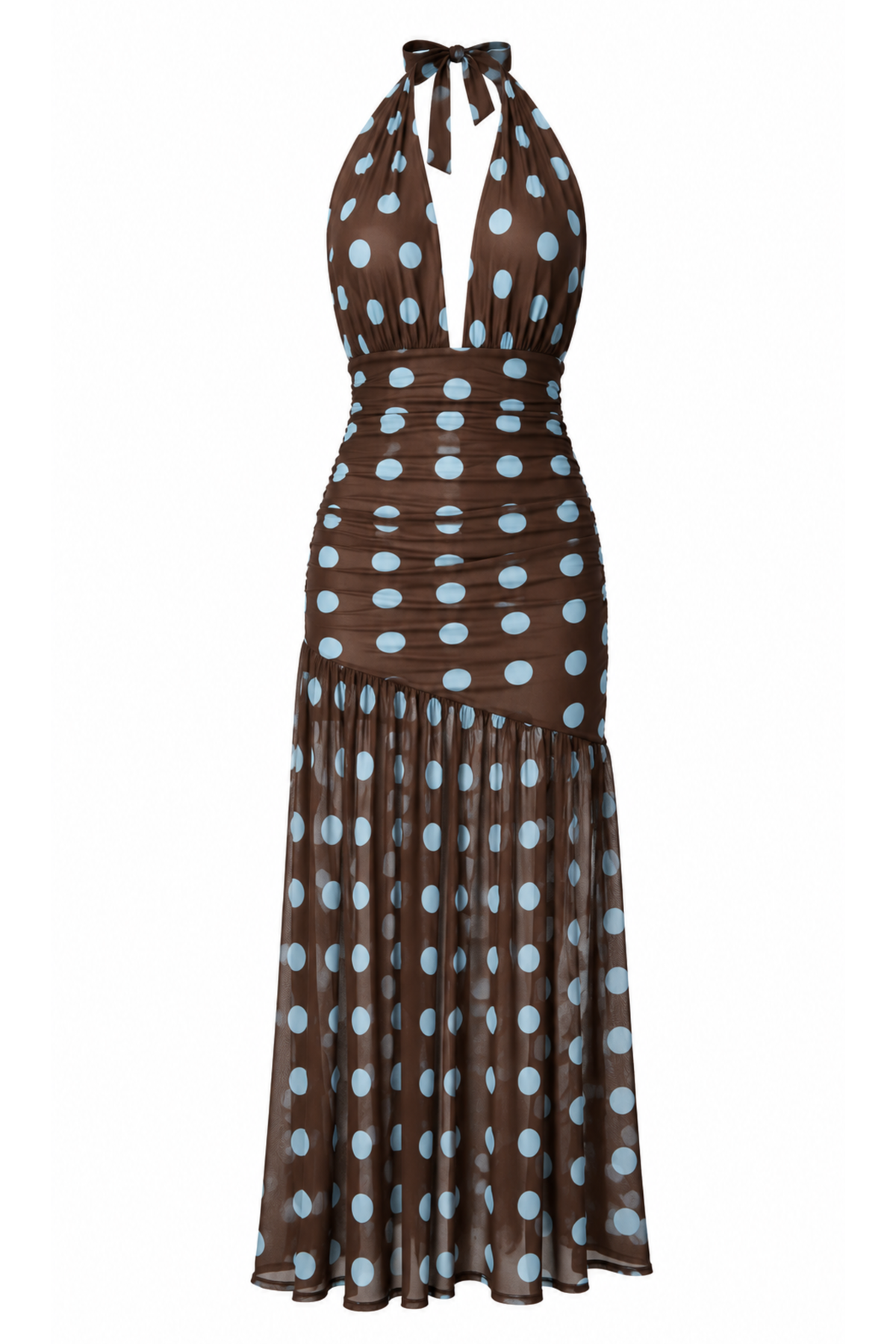 VESTIDO NORÉLINE POLKA DOT CAFÉ MIDI