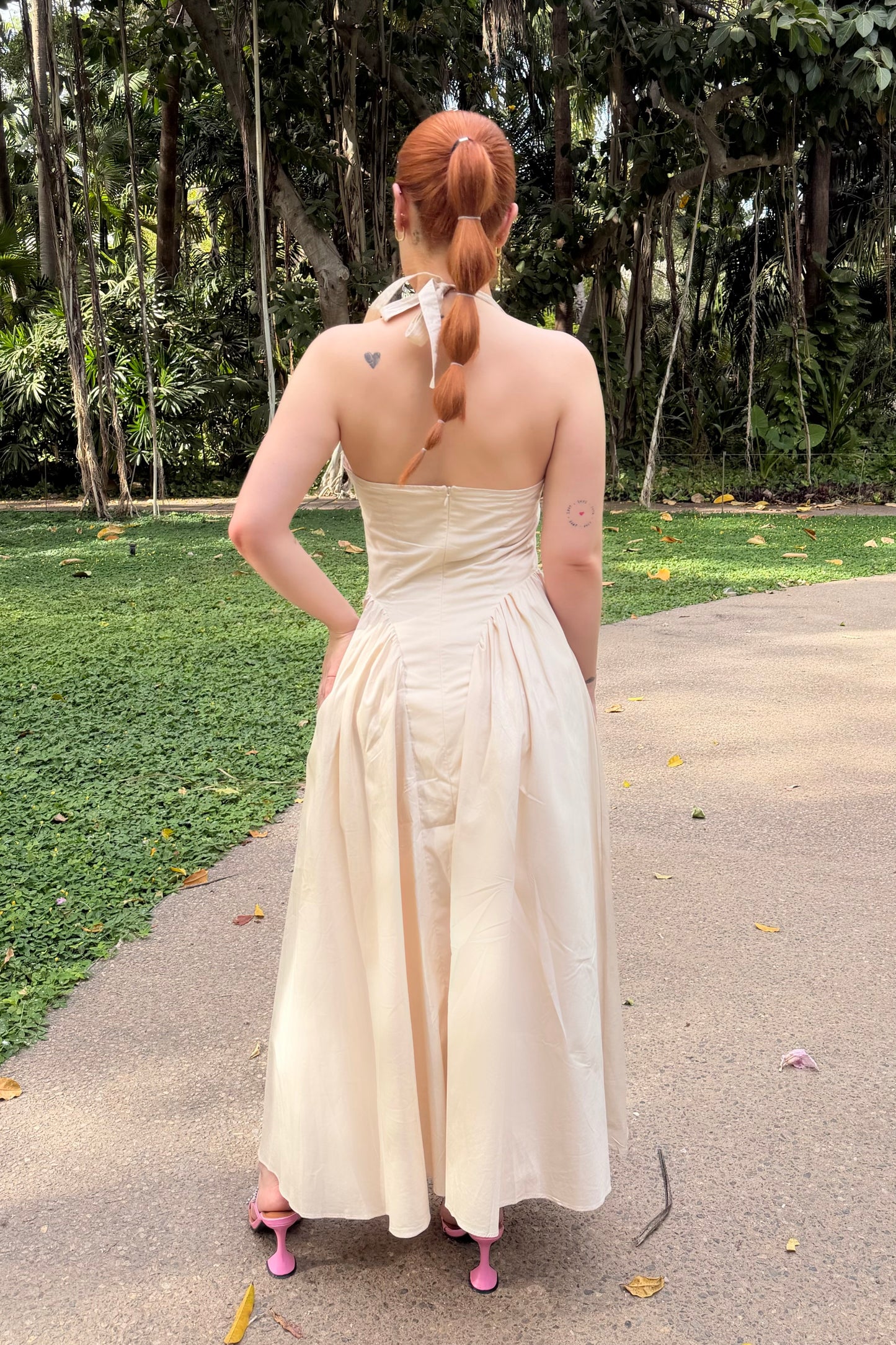 VESTIDO MIDI VICTORIA CAMEL ALGODÓN