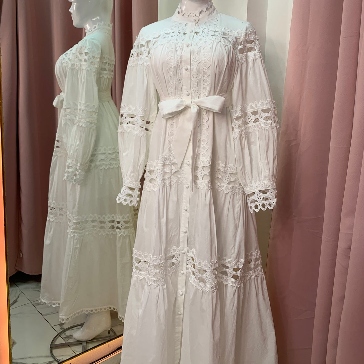 THE MONROE DAY COTTON DRESS BLANCO