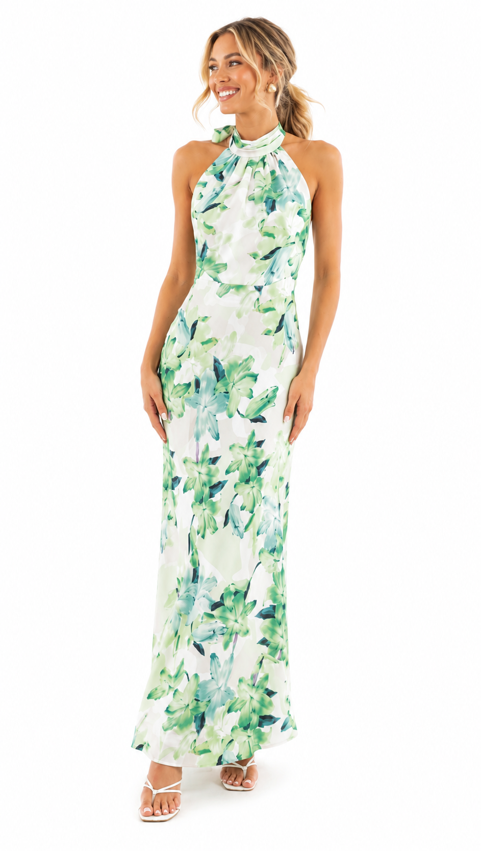 VESTIDO ELZAIRE  GREEN FLORAL MIDI