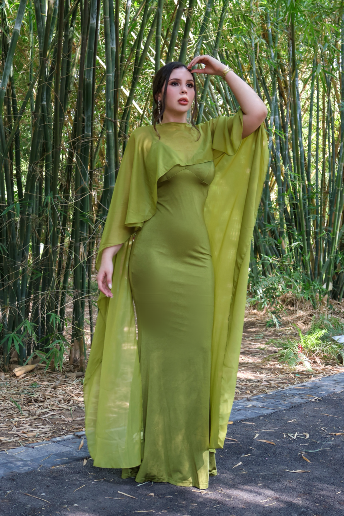 VESTIDO MAXI  CORALINE WITH ORGANZA GREEN