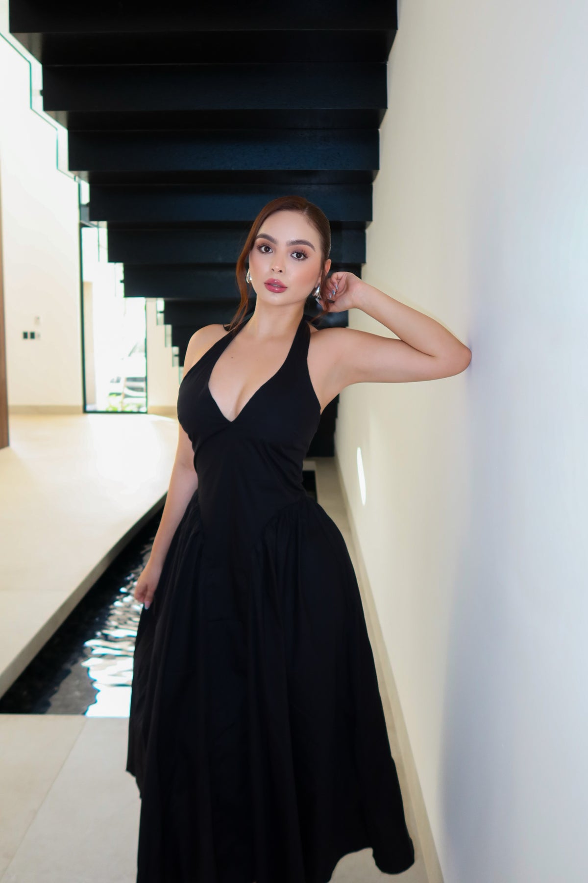 VESTIDO MIDI VICTORIA BLACK ALGODÓN