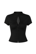 Negra Button-Up Cropped Short Sleeve Cardigan