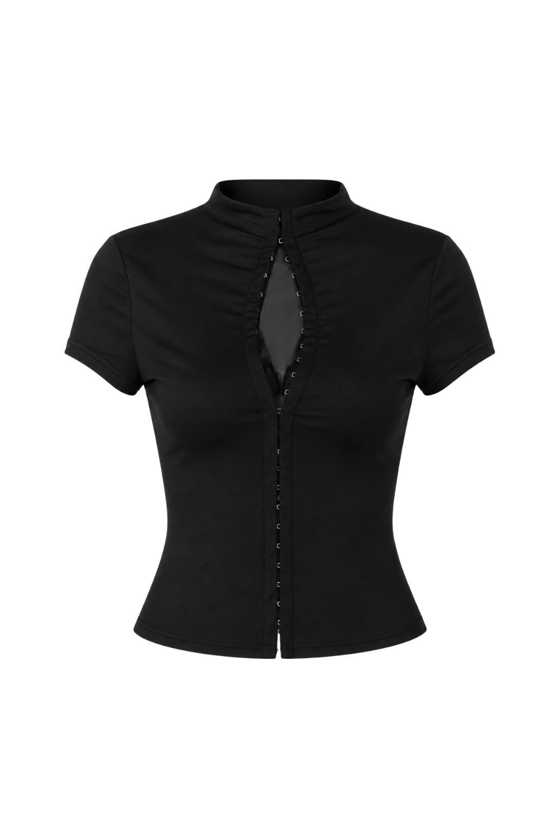 Negra Button-Up Cropped Short Sleeve Cardigan