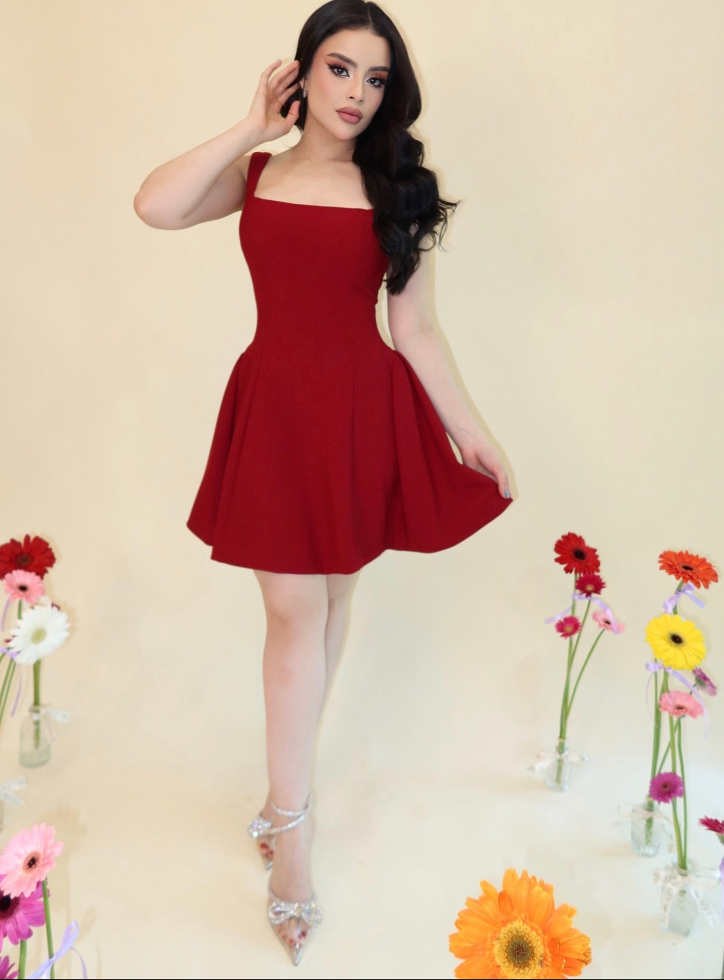 VESTIDO JENNY WINE RED