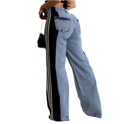 PANTALON MEZCLILLA NEGRO RAYAS BLANCAS