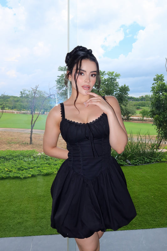 VESTIDO MINI CELESTE CORSET BLACK