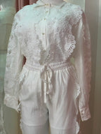GENEVIEVE  BLANCO COTTON + SEDA SET PANTALON + CAMISA