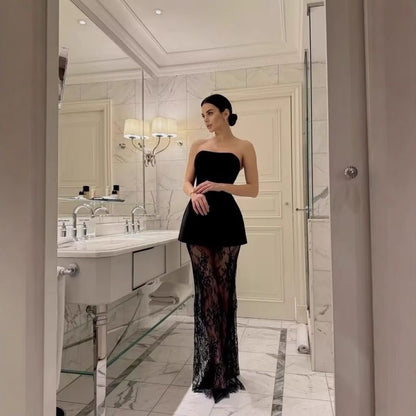 VESTIDO ROMINA CON ENCAJE NEGRO