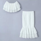 SET BLUSA+ FALDA LARGA BLANCO