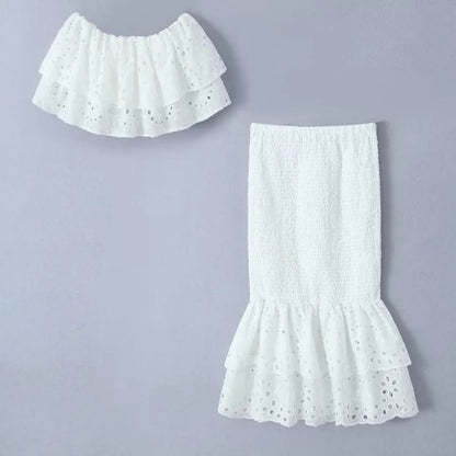 SET BLUSA+ FALDA LARGA BLANCO