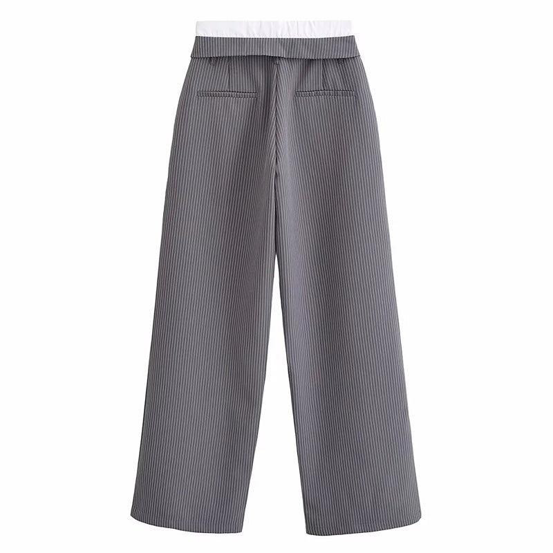 SET CHALECO + PANTALÓN GRIS DE RAYAS