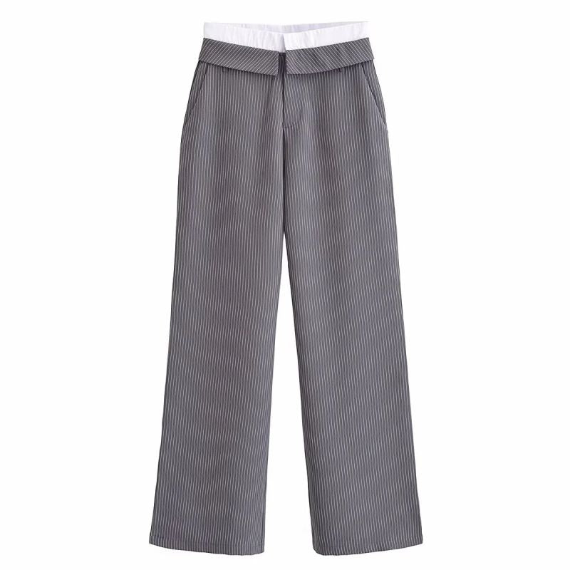 SET CHALECO + PANTALÓN GRIS DE RAYAS