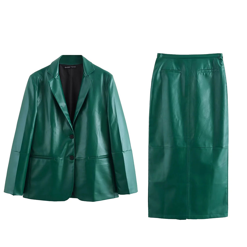 BLAZER VERDE EFECTO PIEL