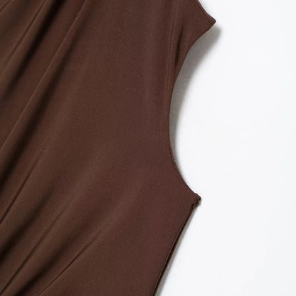 VESTIDO MIDI DRAPEADO CAFÉ