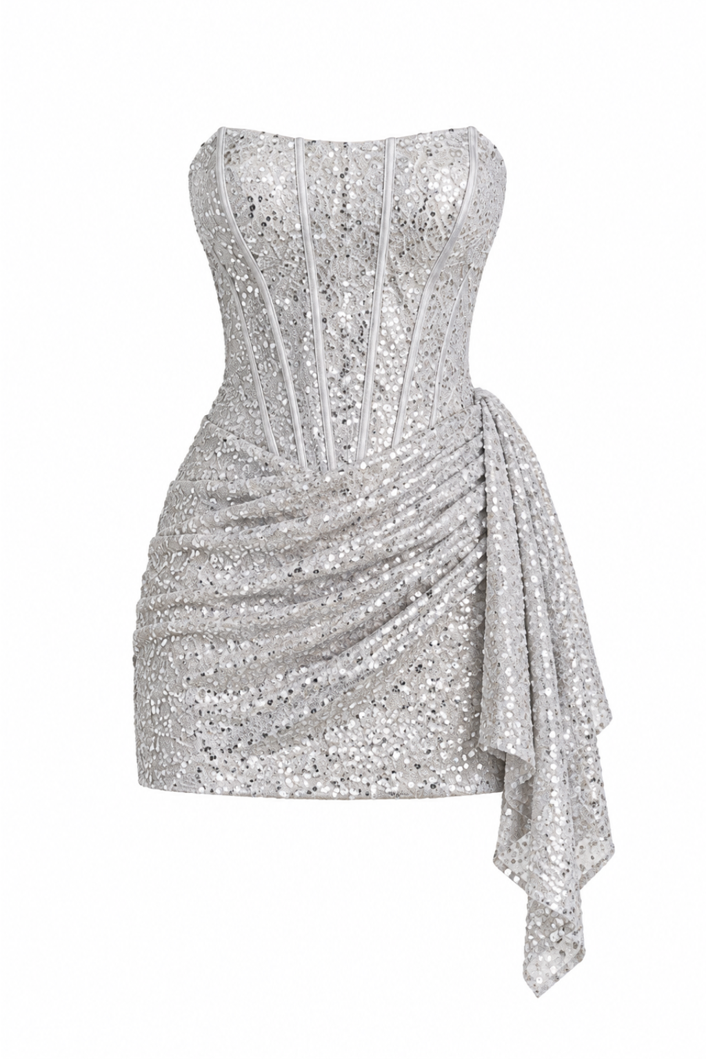 VESTIDO SOLENNE PLATEADO MINI