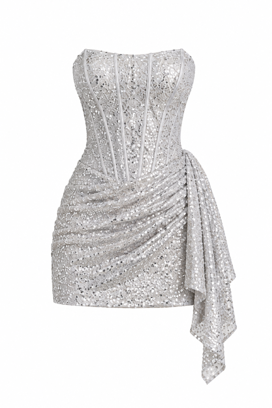VESTIDO SOLENNE PLATEADO MINI
