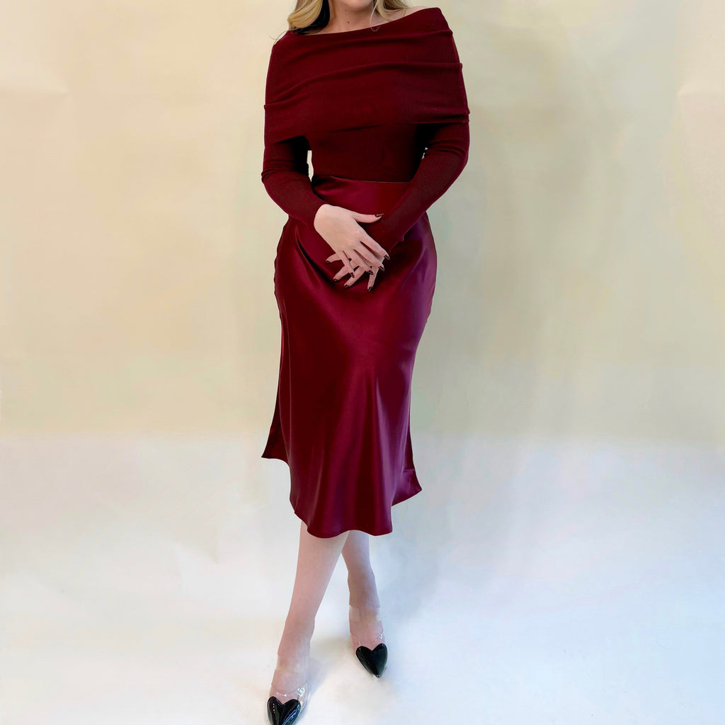 BLUSA A LOS HOMBROS BURGUNDY