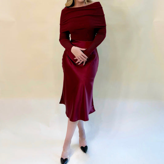BLUSA A LOS HOMBROS BURGUNDY