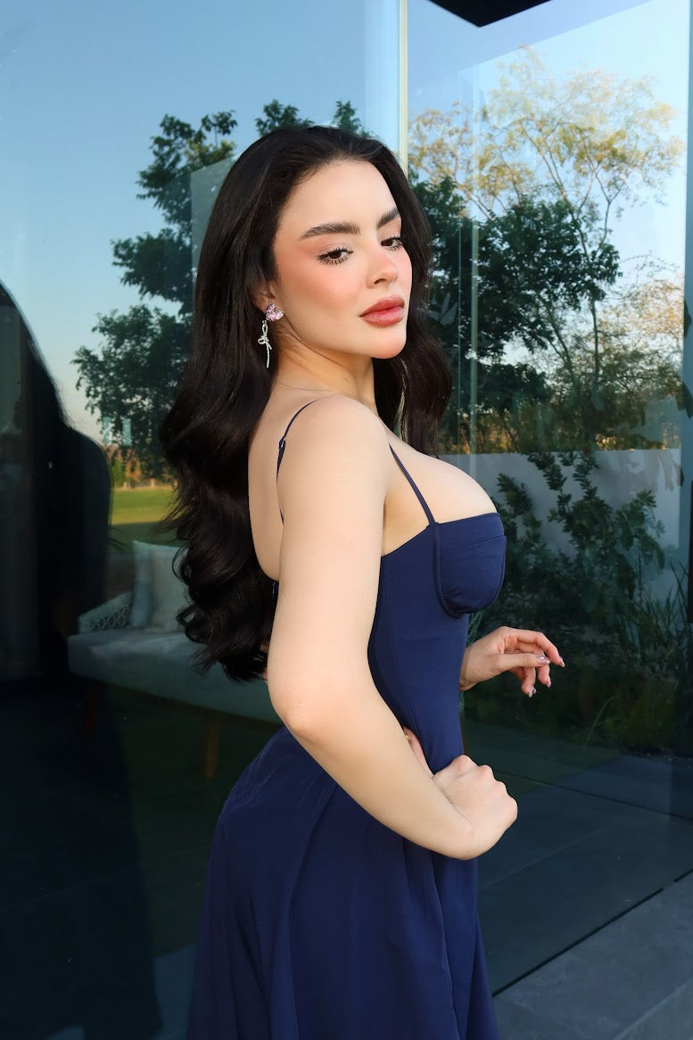 SCARLETT DRESS MIDI AZUL MARINO