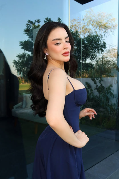 SCARLETT DRESS MIDI AZUL MARINO