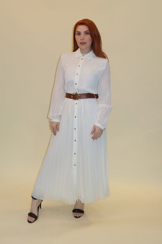 VESTIDO MANGA LARGA CON CINTO