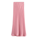 FALDA MAXI ROSA SATIN