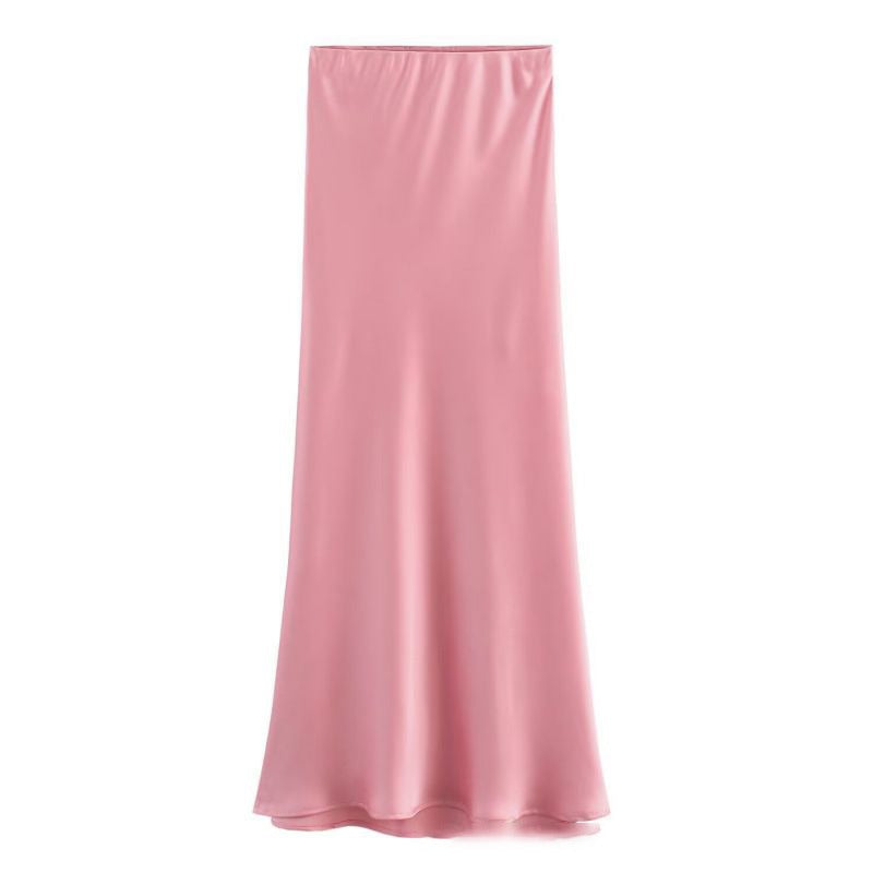 FALDA MIDI ROSA SATIN