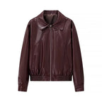 CHAMARRA BOMBER EFECTO PIEL CHOCOLATE- TINTO